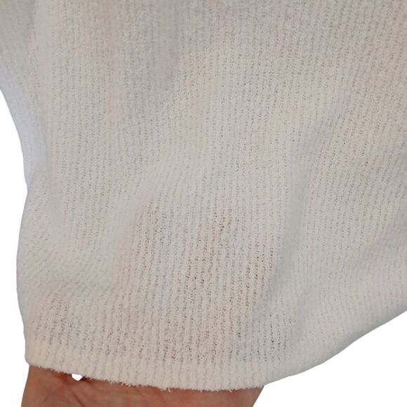 One Grey Day Revolve Ivory Cream Ribbed V-Neck Sweater W/ Floral Sleeves Medium - Picture 6 of 14